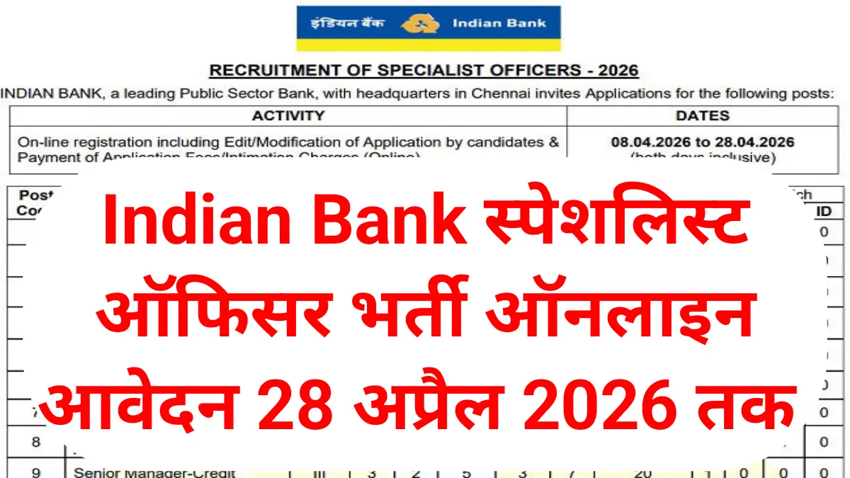 Indian Bank Vacancy 2026
