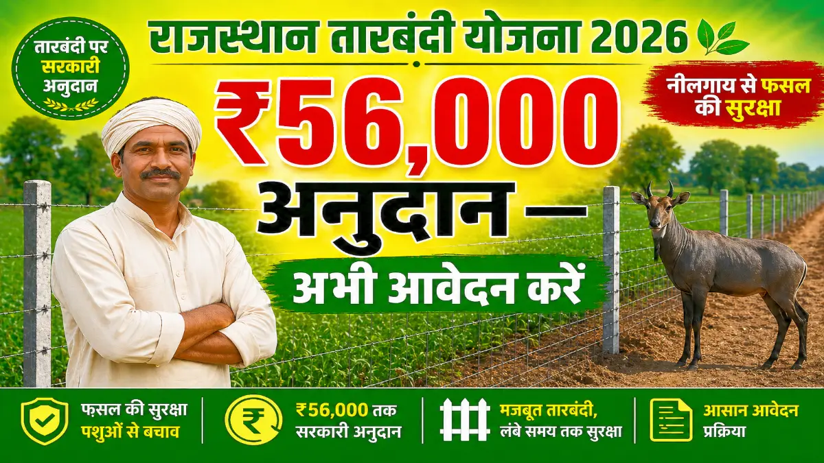Rajasthan Tarbandi Yojana 2026: किसानों को मिलेगा ₹56,000 तक अनुदान – जानिए कैसे करें Apply