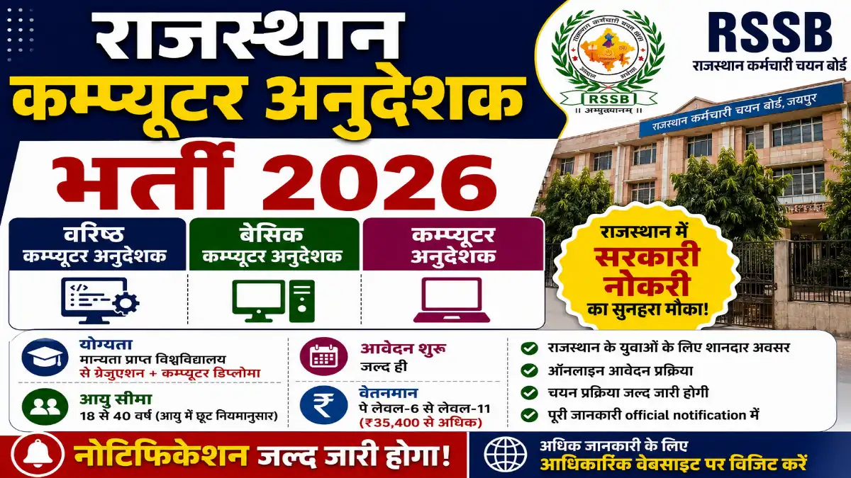 RSSB Computer Instructor Bharti 2026: 3,951 पदों पर सुनहरा मौका – Senior और Basic दोनों के लिए, जानें पूरी तैयारी की Strategy जो कोई नहीं बताता