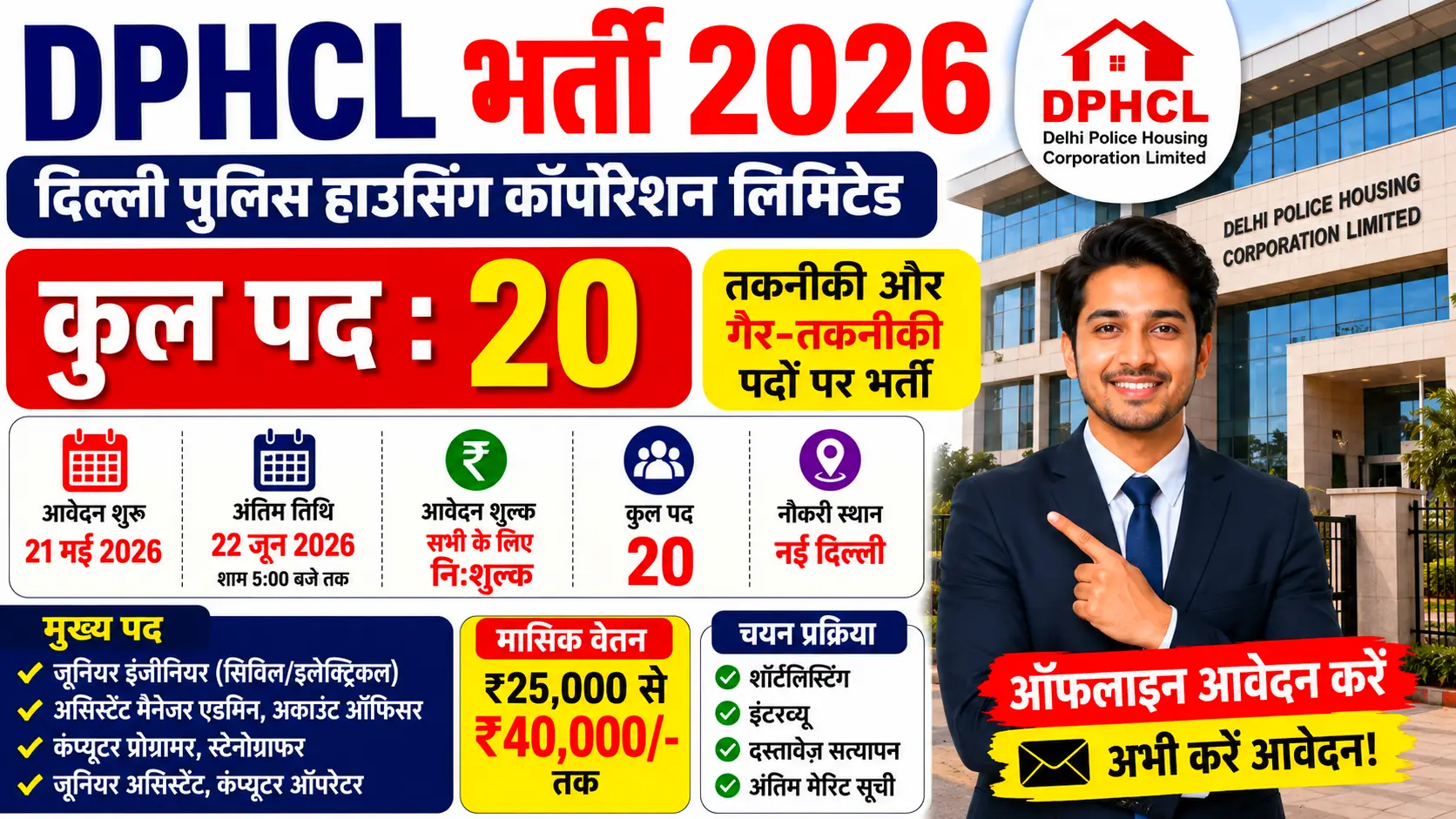 DPHCL Recruitment 2026: दिल्ली में निकली 20 पदों पर नई भर्ती, इंजीनियर से लेकर कंप्यूटर ऑपरेटर तक के लिए मौका