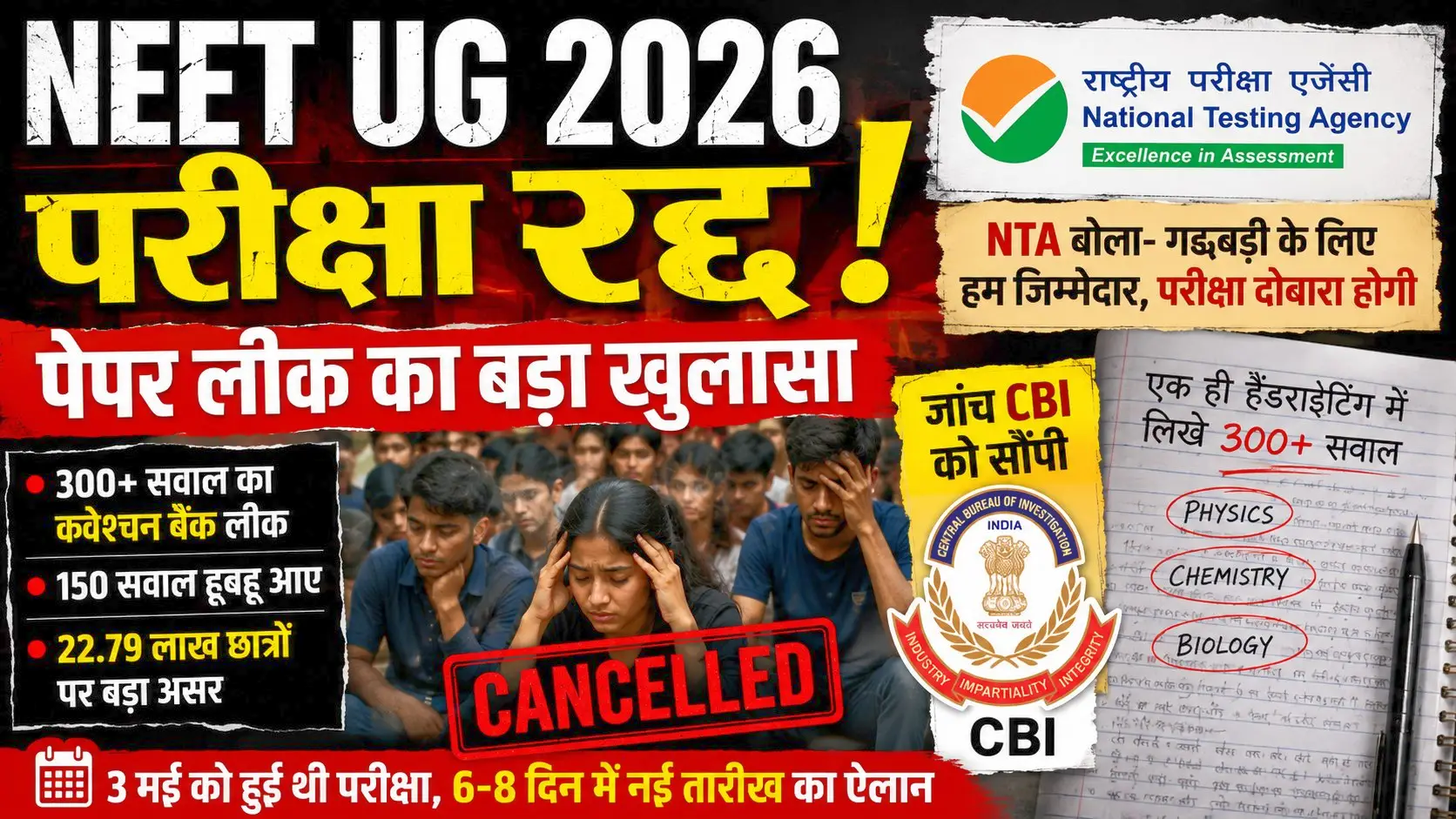 NEET UG 2026 Paper Leak , 22 लाख छात्रों पर बड़ा असर